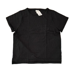 NWT J. Crew Black Slub Cotton-Blend Rolled Short-Sleeve Tee